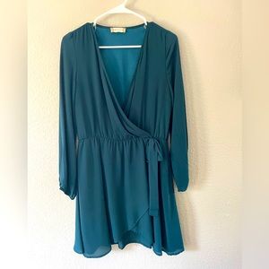 Real long sleeve wrap dress